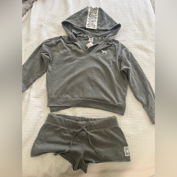 PINK Victoria's Secret Tops - Victoria Secret Pink hoodie and matching shorts set